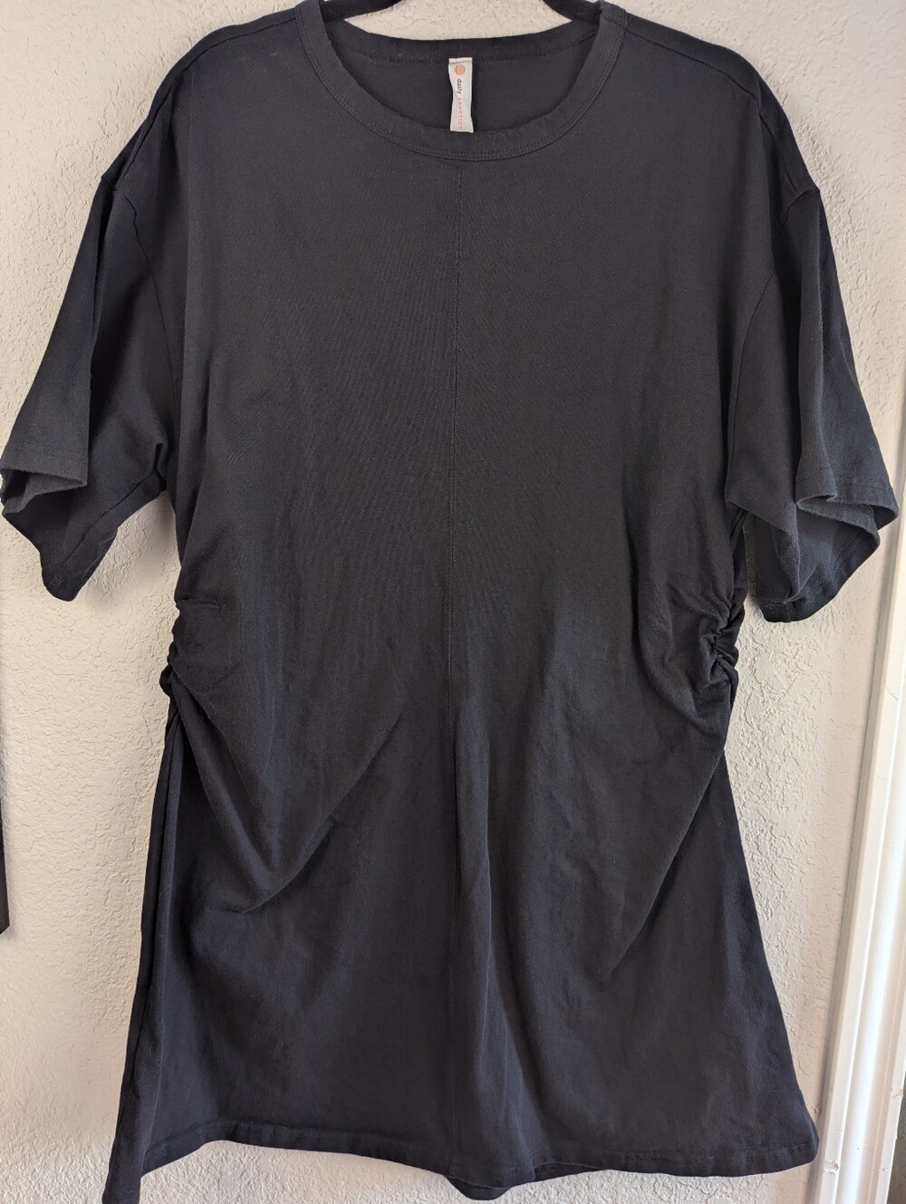 Daily Practice by Anthropologie Ruched T-Shirt Dress 2X Black 100% Cotton